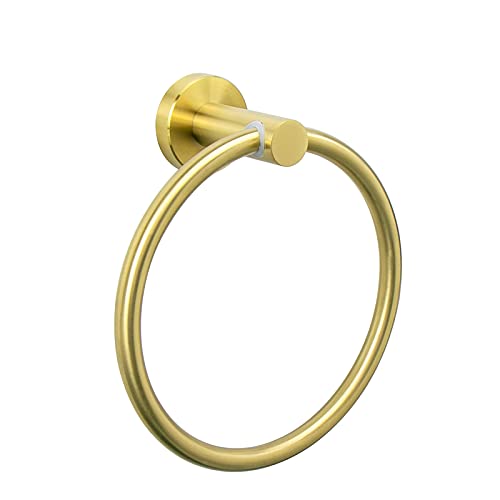NearMoon Bath Towel Ring, Bathroom Hardware Accessories-Thicken Stainless Steel Hand Towel Holder for Bathroom, Modern Round Towel Hanger Wall Mounted (Brushed Gold, 1 Pack) - color: Brushed Gold
