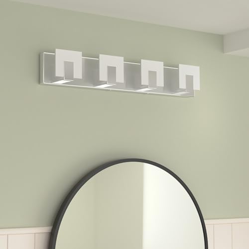 Aipsun 4 Lights Dimmable Modern LED Vanity Light for Bathroom Frosted White Acrylic Chrome Up and Down Bathroom Wall Light Fixtures Over Mirror(White Light 6000K) - size: 4 Lights