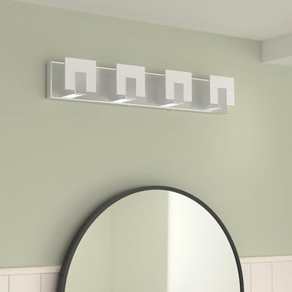 Aipsun 4 Lights Dimmable Modern LED Vanity Light for Bathroom Frosted White Acrylic Chrome Up and Down Bathroom Wall Light Fixtures Over Mirror(White Light 6000K) - size: 4 Lights