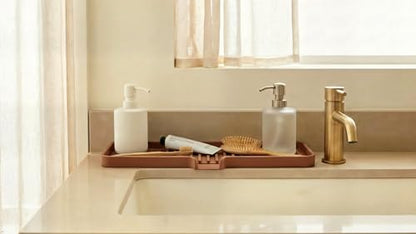 Silicone Soap Dish Tray and Sponge Holder with Drain Chute, Rectangular, Kitchen and Bathroom Sink Organizer (Vanilla Cream, 12"x4") - color: Vanilla Cream, size: (LG) 12"x4"