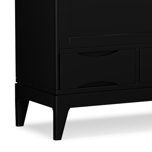 SIMPLIHOME Lev 39" Wide Solid Wood Storage Cabinet in Smoky Brown - color: Black, size: 48 inch