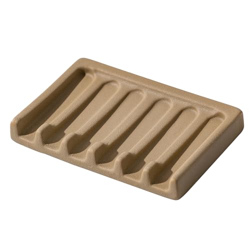 Tanew Self Draining Premium Ceramic Soap Dish, Bar Soap Holder, Waterfall Soap Dish, Shower Soap Holder Sponge Holder Soap Tray Soap Savers for Bathroom, Shower, Kitchen, Sink and Countertop Beige - color: Beige
