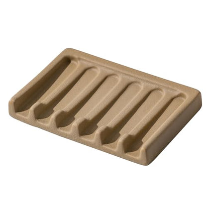Tanew Self Draining Premium Ceramic Soap Dish, Bar Soap Holder, Waterfall Soap Dish, Shower Soap Holder Sponge Holder Soap Tray Soap Savers for Bathroom, Shower, Kitchen, Sink and Countertop Beige - color: Beige