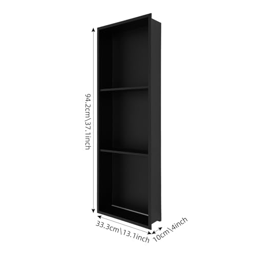12 * 36In RGB LED Light Shower Niche, 3-Tier Stainless Steel Recessed Storage with Remote Control, Black No Tile Needed Wall Niche for Bathroom Storage Built-in Installation (12x36in RGB) - size: 12x36in RGB