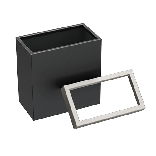 Gatco Small Bathroom Trash Can with Lid, Rectangle 3 Gallon Stainless Steel Wastebasket, Under Sink, Matte Black and Satin Nickel, for Bathroom, Bedroom, Office (1918SN) - color: Matte Black / Satin Nickel