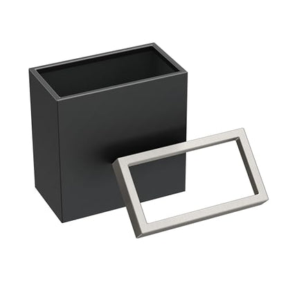 Gatco Small Bathroom Trash Can with Lid, Rectangle 3 Gallon Stainless Steel Wastebasket, Under Sink, Matte Black and Satin Nickel, for Bathroom, Bedroom, Office (1918SN) - color: Matte Black / Satin Nickel