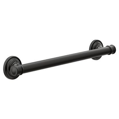 Moen Belfield Matte Black Bathroom Safety 18-Inch Stainless Steel Traditional Bathroom Grab Bar, YG6418BL - color: Matte Black