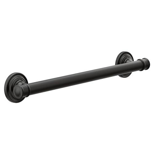 Moen Belfield Matte Black Bathroom Safety 18-Inch Stainless Steel Traditional Bathroom Grab Bar, YG6418BL - color: Matte Black