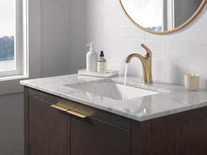 Delta Arvo Brushed Gold Bathroom Faucet 1 Hole, Single Hole Bathroom Sink Faucet for Vanity, Push-Pop Drain Assembly, Champagne Bronze 15840LF-CZ - color: Champagne Bronze