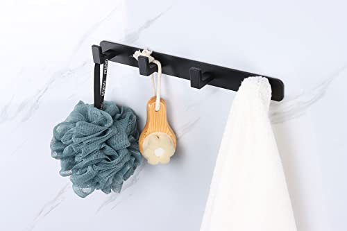 Coat Rack, Heavy Duty Stainless Steel 4 Tri Coat Hook Hanger, Wall Mounted Wall Hooks, Rustic Clothes Hook/Key Hook Rail for Bathroom Kitchen Entryway(2 Pack, 4 Hook Black) - color: Black, size: 4 Hook-2 Pcs