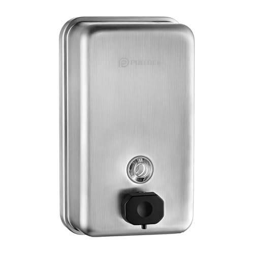 Pollock Commercial Soap Dispenser Wall Mounted 37oz,SUS304 Stainless Steel | Hand Soap Dsipenser Rust-Proof Leak Free 1100ML,Manual Liquid Pump Soap Dispenser for Bathroom Kitchen Office - color: Blk-1618-1100