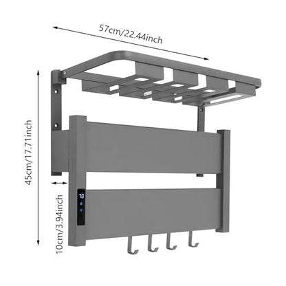 Electric Heated Towel Warmer Rack w/LED Touch Screen, Wall-Mounted Foldable Heated Towel Rack w/95-158℉ Temperature Adjustments ＆ 0-2h Timer for Bathroom Shower Hot Tub (Black, Foldable) - color: Black, size: Foldable