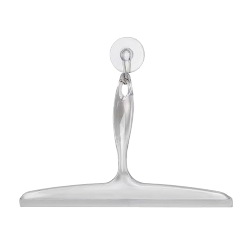 iDesign Plastic Bath Squeegee for Glass with Suction Hook Holder – 12", Clear - color: Clear, style: Pack of 1