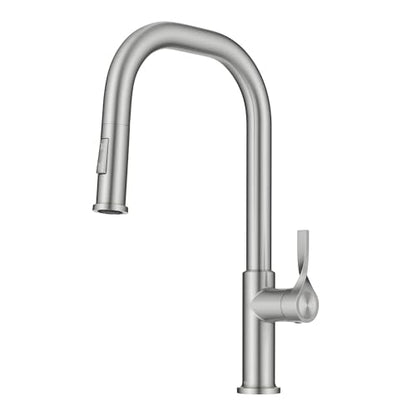 KRAUS Torak Pull Down Kitchen Faucet in Spot-Free Stainless Steel with 2 Function Sprayer, Pre-Attached Water Lines, and Mounting Hardware, KPF-2841SFS - color: Spot Free Stainless Steel, style: Pull-Down Square Arc Faucet