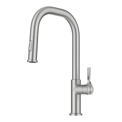 KRAUS Torak Pull Down Kitchen Faucet in Spot-Free Stainless Steel with 2 Function Sprayer, Pre-Attached Water Lines, and Mounting Hardware, KPF-2841SFS - color: Spot Free Stainless Steel, style: Pull-Down Square Arc Faucet