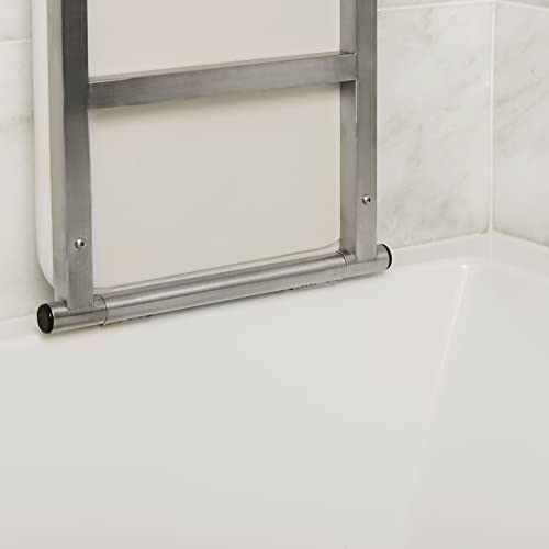 Hermosa 32" x 13.5" Back Wall-Mount Folding White Padded Tub Seat for Adults - color: Naugahyde White