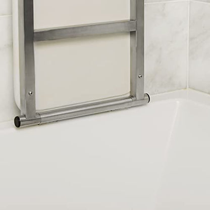 Hermosa 32" x 13.5" Back Wall-Mount Folding White Padded Tub Seat for Adults - color: Naugahyde White