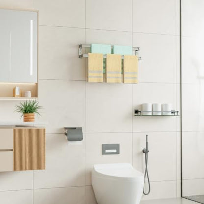 Alise Double Towel Bar, 32" Double Towel Racks for Bathroom,Polished Chrome | Bathroom Towel Rack Wall Mounted, 3.54" Wide Faster Drying, Ladder Design, SUS304 Stainless Steel - color: Polished Chrome, size: 32-inch