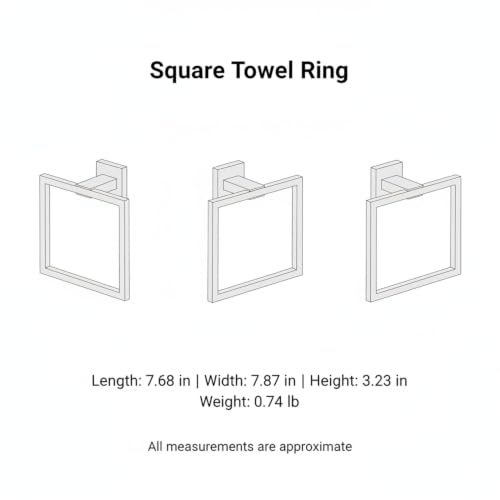 Homeowners Square Towel Ring, Stainless Steel Wall Mount Hand Towel Holder for Bathroom Vanity - color: Gold