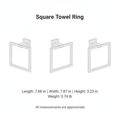 Homeowners Square Towel Ring, Stainless Steel Wall Mount Hand Towel Holder for Bathroom Vanity - color: Gold