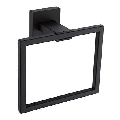 Bathroom Black Towel Ring SUS 304 Stainless Steel Square Towel Bar，Towel Rack Matte Black Towel Holder Modern Towel Hanger for Bathroom Lavatory Kitchen Wall Mount