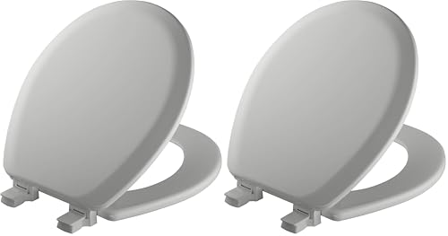 Mayfair Cameron Silver Toilet Seat, Non Slip Heavy Duty Wood, Easy Clean, Made in USA, Round (Pack of 2) - color: Silver, size: Round (Pack of 2)