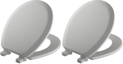 Mayfair Cameron Silver Toilet Seat, Non Slip Heavy Duty Wood, Easy Clean, Made in USA, Round (Pack of 2) - color: Silver, size: Round (Pack of 2)