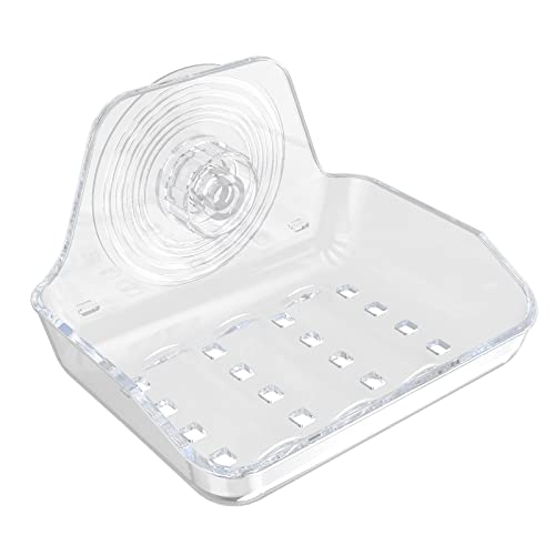 Self Adhesive Soap Dish Wall Mounted, Plastic Soap Saver, Sponge Soap Holder for Shower Wall, Bathroom, Kitchen ((Clear A)) - size: 1
