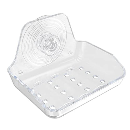 Self Adhesive Soap Dish Wall Mounted, Plastic Soap Saver, Sponge Soap Holder for Shower Wall, Bathroom, Kitchen ((Clear A)) - size: 1