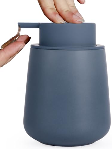 INGOFIN Ceramic Lotion Dispenser - 12oz Refillable Liquid Hand Soap Dispenser Bathroom, Modern Dish Soap Dispenser with Pump for Kitchen, Matte Blue - color: Blue