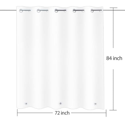 White Shower Liner 72x84 Extra Long, PEVA Waterproof Built in Hooks | Plastic Vinyl Waterproof Heavy Duty Bathroom Curtain Hook Free Shower Liner with Bottom Magnets - color: White, size: 72"W x 84"L (Pack of 1)