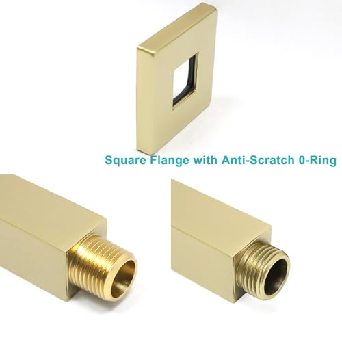 Enga Square Shower Arm with Flange, 3 Inches Ceiling Mount Replacement Rain Shower Head Straight Arm, Brushed Gold - color: Brushed Gold, style: 3 Inch