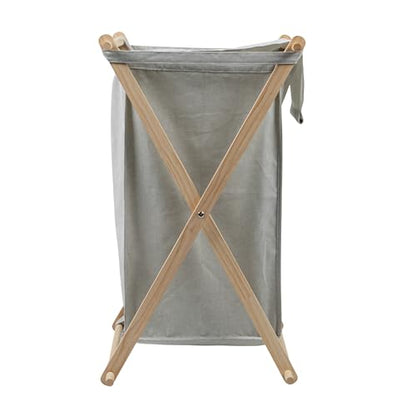 Household Essentials X-Frame Wood Laundry Hamper, Folding Wood Frame with Washable Gray Poly-Cotton Bag Large - color: Gray, style: Hamper