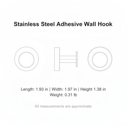 Wall Hook Stainless Steel Adhesive Mount for Bathroom Tile and Glass, Drill-Free Holder for Wet Towels and Robes (1 Piece) - size: 1.93 x 1.97 x 1.38 in