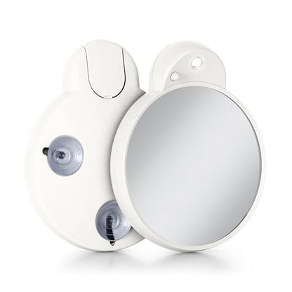 Zadro Magnification Lighted Compact Mirror with LED Light & Retractable Suction Cups – Travel Makeup Mirror, Cool White 6400K Lighting, Battery Operated, Made in USA (White, 10X | 4.3" L x 3.5" W) - color: White