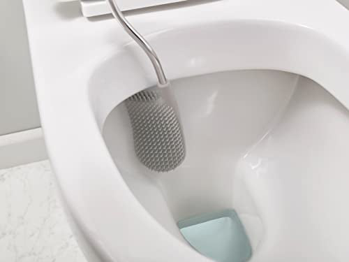 Joseph Joseph Flex Hygienic Silicone Toilet Brush with Slim Holder Set, Flexible Anti-drip, Anti-Clog Deep Clean Head - Gray/White - color: Gray/White, size: 4 EA