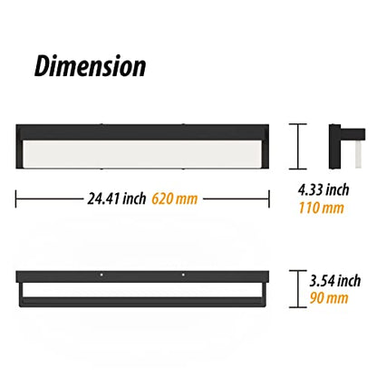 LED Bathroom Vanity Light Fixture Over Mirror 24.4 inch Modern Rectangle Black Matte Metal Lighting Bar 4000K Daylight Wall Sconce (Black) - color: Black, size: 24 inch