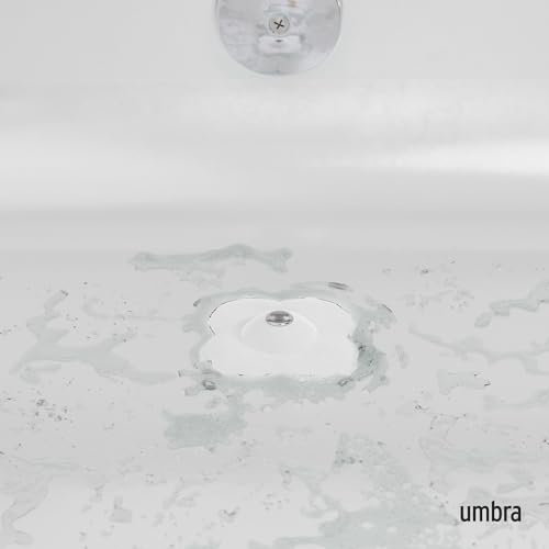 Umbra Bloom Drain Stop, Bathtub Drain Hair Catcher, 3-Inch, White | Silicone material, flexible and durable, fits standard drains, wipe or rinse clean, rust resistant - color: White