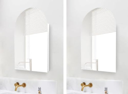 24x36 Inch Arched Bathroom Medicine Cabinet, Frameless Mirror Storage with Modern Cabinet Storage, Removable Shelves, Rust-Resistant White Wall Mounted Vanity - size: CM1018-2436