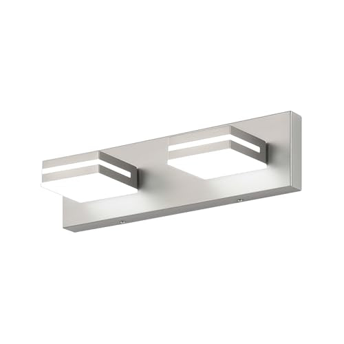 SineRise LED Modern Bathroom Vanity Light Fixtures, Modern Acrylic Bathroom Wall Lighting Fixtures Over Mirror, 2-Light, 15.5-Inch, Nickel, 100%-0% White - color: Nickel, 100%-0% White, size: 2-Light, 15.5-Inch