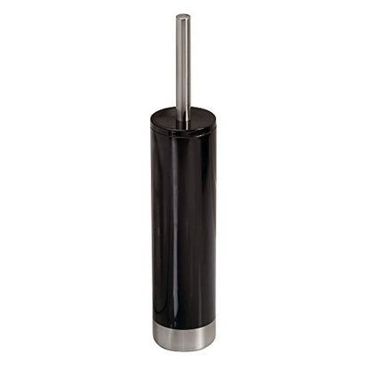 InterDesign Slim Toilet Bowl Brush and Holder - Bathroom Cleaning Storage, Black/Brushed Stainless Steel - color: Black, style: Bowl Brush