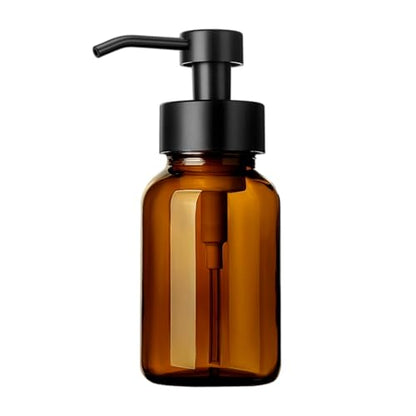 400ml 13.5oz Amber Glass Foam Soap Dispenser Refillable Foaming Hand Soap Pump Bottle Modern Empty Foam Bottle for Bathroom Kitchen Countertop Home Decor