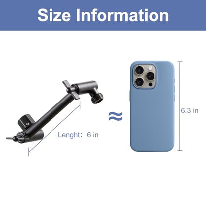 OFFO Shower Head Extension Arm, 6 in Shower Extension Arm with Locking Nut, Adjustable Height and Angle, Universal G1/2 Connector for Fixed and Handheld ShowerHead, Matte Black - color: Matte Black, style: 6 in