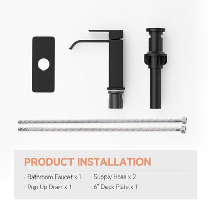 Matte Black Bathroom Faucets Evolvegoods Modern Waterfall Bathroom Faucet | Single Handle 1 or 3 Hole Bathroom Sink Faucet RV Mixer Tap Vanity Faucet with Deck Plate Pop-up Drain and Supply Lines - color: Matte Black