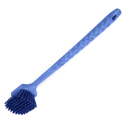 SPARTA 20" Floater Scrub Brush with Long Handle, Oil-Resistant Polyester Bristles, Multiple Trim Angles, Foam-Injected Polymer Block, Commercial Cleaning Tool, Blue