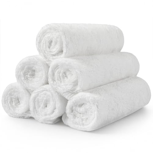MUKIN Baby Washcloths，Reusable Face Towels, Gentle for Sensitive Skin & Newborns – Highly Absorbent Wash Cloths for Bath, Burping, Makeup Removal，6 Pack – 10"x10"