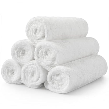 MUKIN Baby Washcloths，Reusable Face Towels, Gentle for Sensitive Skin & Newborns – Highly Absorbent Wash Cloths for Bath, Burping, Makeup Removal，6 Pack – 10"x10"