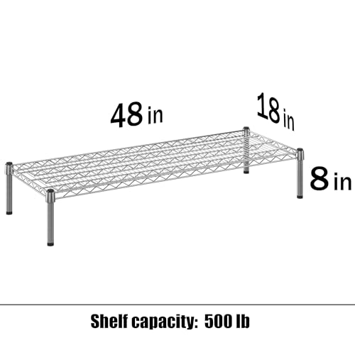 18" Deep x 48" Wide x 8" Height Wire Shelving Kit | 1-Tier | NSF Commercial Storage Rack Unit - size: 18" Deep x 48" Wide