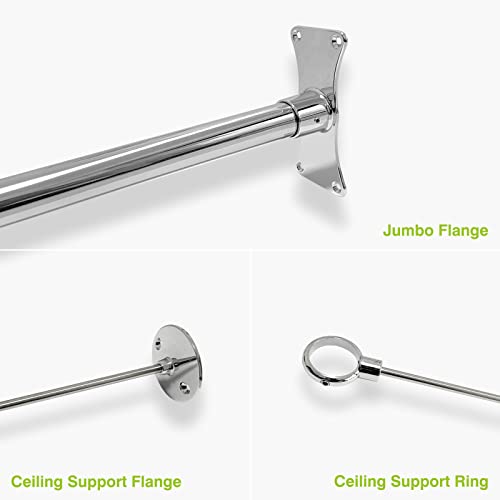 Naiture Neo-Angle Shower Curtain Rod, 18-1/2" X 26" X 18-1/2", Chrome | 304 Stainless Steel, Includes 36" Ceiling Support and Mounting Hardware, Cut to Fit, Permanent Wall Mount, Rustproof - color: Chrome, size: 18-1/2" X 26" X 18-1/2"