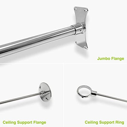 Naiture Neo-Angle Shower Curtain Rod, 18-1/2" X 26" X 18-1/2", Chrome | 304 Stainless Steel, Includes 36" Ceiling Support and Mounting Hardware, Cut to Fit, Permanent Wall Mount, Rustproof - color: Chrome, size: 18-1/2" X 26" X 18-1/2"